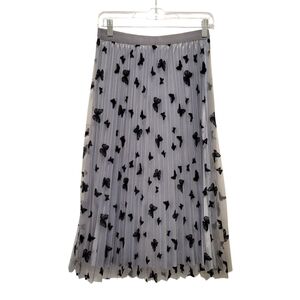 Fashion Bug Gray Midi Skirt with Black Butterflies Accents